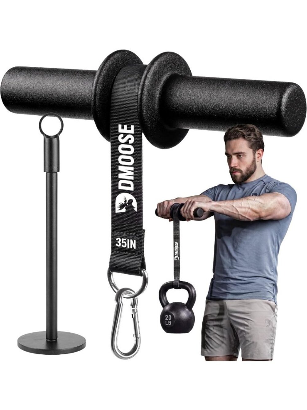 Forearm Strengthener & Wrist Roller - Non-Slip Handles, Durable Nylon Strap